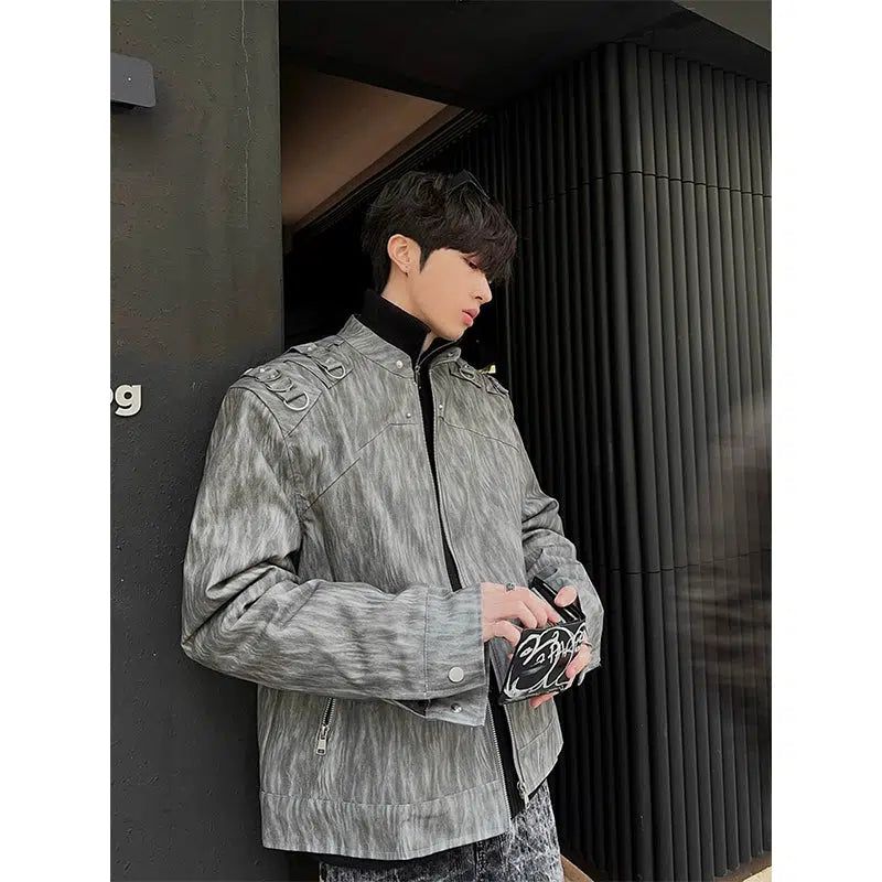 Woo Tie-Dyed PU Leather Jacket-korean-fashion-Jacket-Woo's Closet-OH Garments