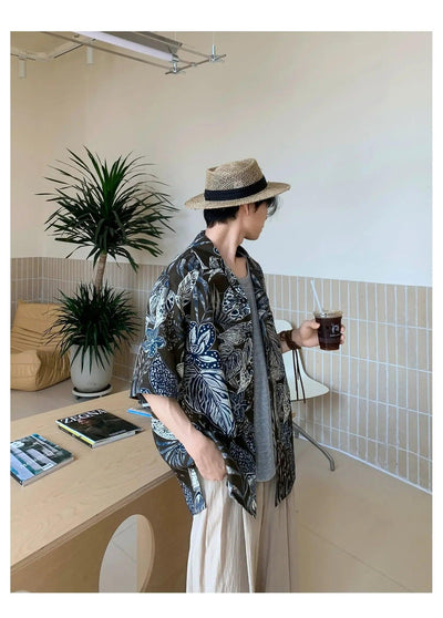 Woo Tropical Print Short Sleeve Shirt-korean-fashion-Shirt-Woo's Closet-OH Garments