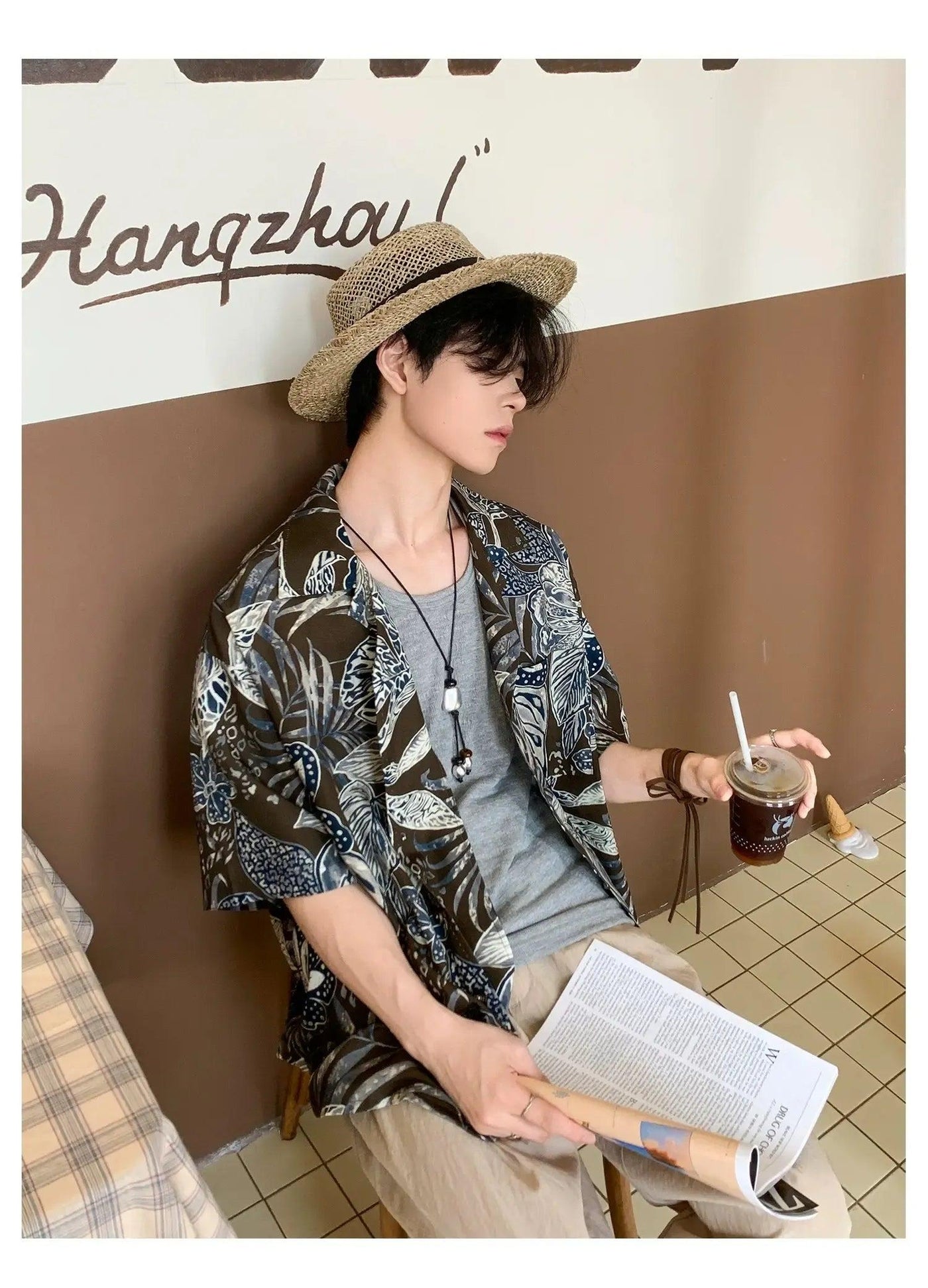 Woo Tropical Print Short Sleeve Shirt-korean-fashion-Shirt-Woo's Closet-OH Garments