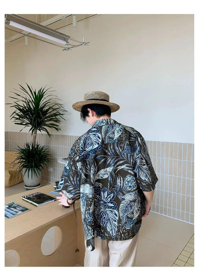 Woo Tropical Print Short Sleeve Shirt-korean-fashion-Shirt-Woo's Closet-OH Garments