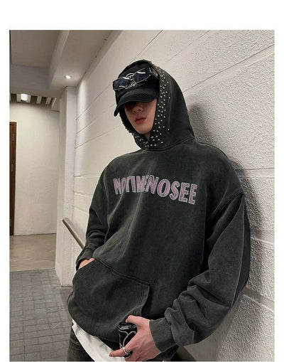 Woo Washed Metallic Revet Hoodie-korean-fashion-Hoodie-Woo's Closet-OH Garments