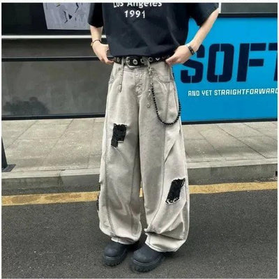 Woo Washed & Ripped Jeans-korean-fashion-Jeans-Woo's Closet-OH Garments