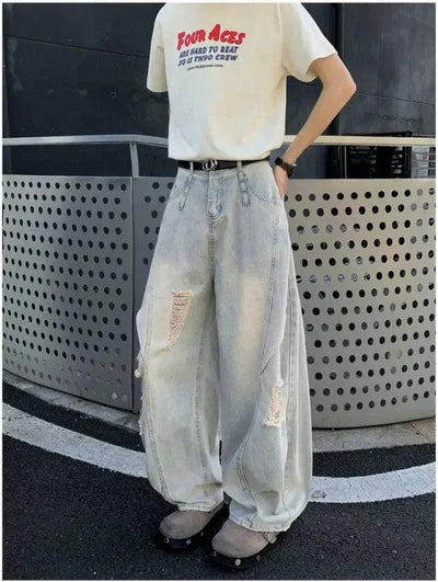 Woo Washed & Ripped Jeans-korean-fashion-Jeans-Woo's Closet-OH Garments