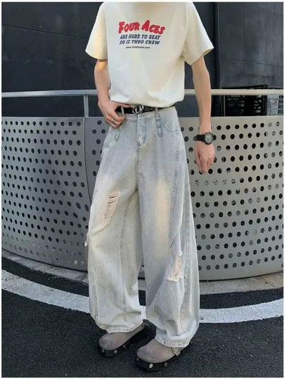 Woo Washed & Ripped Jeans-korean-fashion-Jeans-Woo's Closet-OH Garments