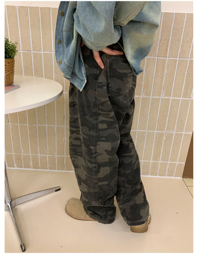 Woo Workwear Camouflage Style Jeans-korean-fashion-Jeans-Woo's Closet-OH Garments