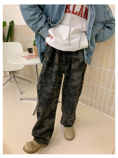 Woo Workwear Camouflage Style Jeans-korean-fashion-Jeans-Woo's Closet-OH Garments