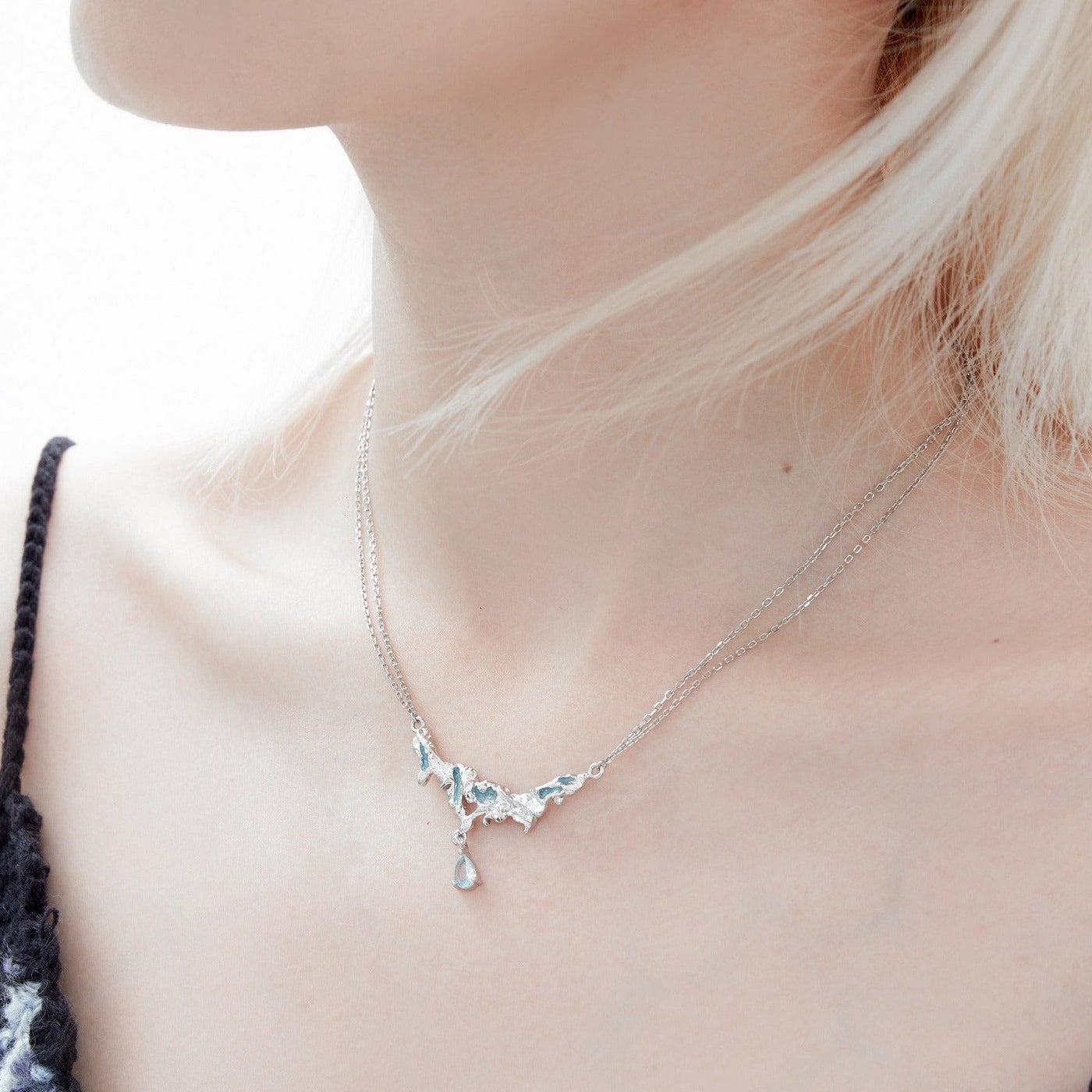 Xu Blue Pendant Frosted River Necklace-korean-fashion-Necklace-Xu's Closet-OH Garments