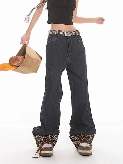 Yaya Animal Print Splice Jeans-korean-fashion-Jeans-Yaya's Closet-OH Garments