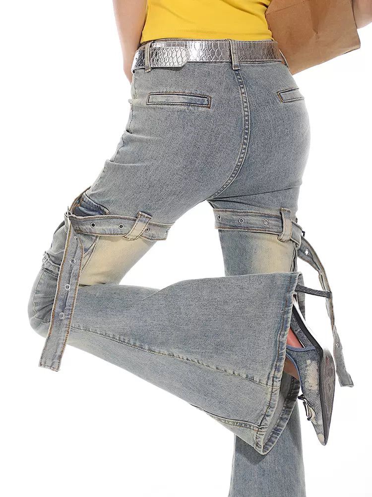 Yaya Buckled Strap Flared Jeans-korean-fashion-Jeans-Yaya's Closet-OH Garments