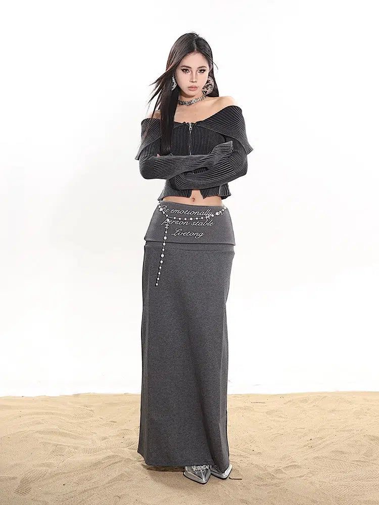 Yaya Double-Layer Lettered Long Skirt-korean-fashion-Skirt-Yaya's Closet-OH Garments