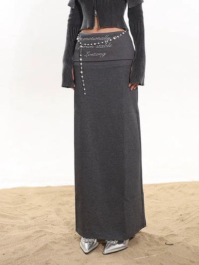 Yaya Double-Layer Lettered Long Skirt-korean-fashion-Skirt-Yaya's Closet-OH Garments