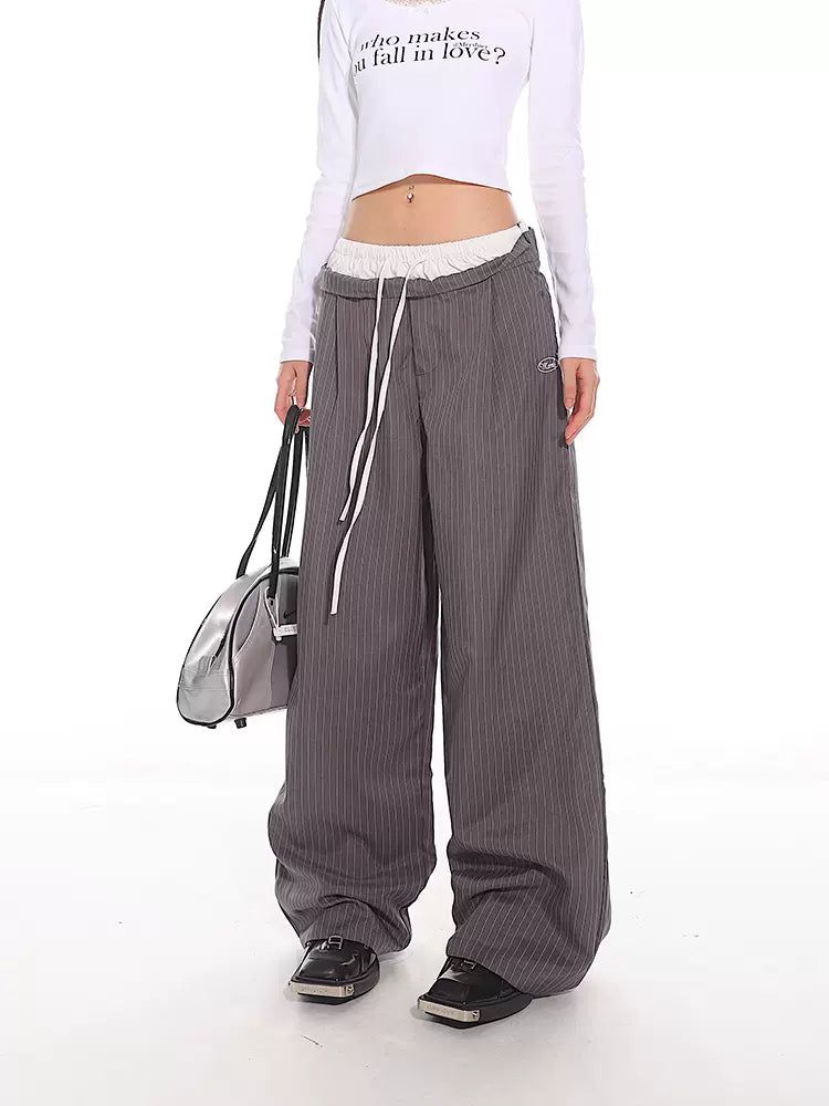 Yaya Double-Waist Stripes Pants-korean-fashion-Pants-Yaya's Closet-OH Garments