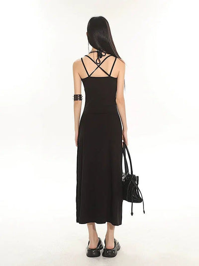 Yaya Elastic Back Cross Slim Dress-korean-fashion-Dress-Yaya's Closet-OH Garments