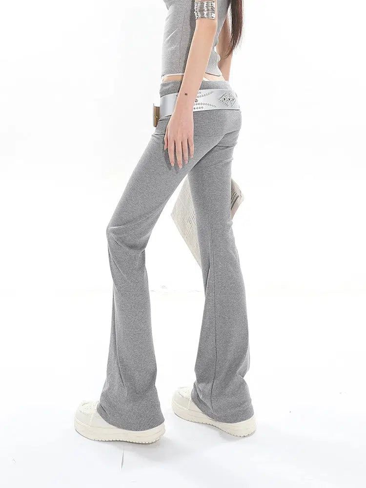 Yaya Elastic Folded Waist Bootcut Pants-korean-fashion-Pants-Yaya's Closet-OH Garments
