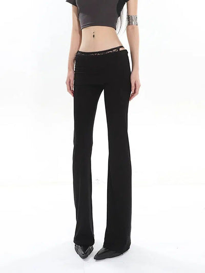 Yaya Elastic Folded Waist Bootcut Pants-korean-fashion-Pants-Yaya's Closet-OH Garments
