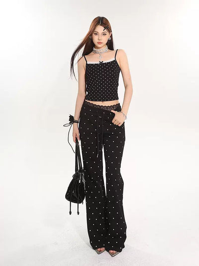 Yaya Lace Polka Dots Flared Pants-korean-fashion-Pants-Yaya's Closet-OH Garments
