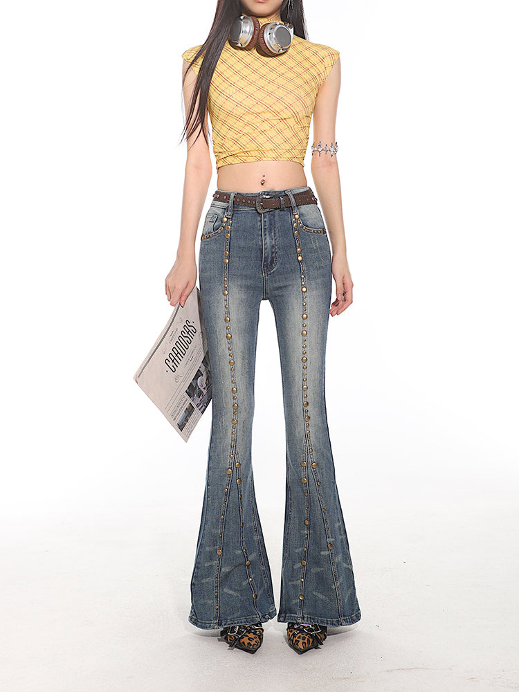 Yaya Metallic Detailing Seams Jeans-korean-fashion-Jeans-Yaya's Closet-OH Garments