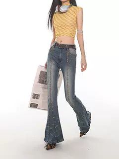 Yaya Metallic Detailing Seams Jeans-korean-fashion-Jeans-Yaya's Closet-OH Garments