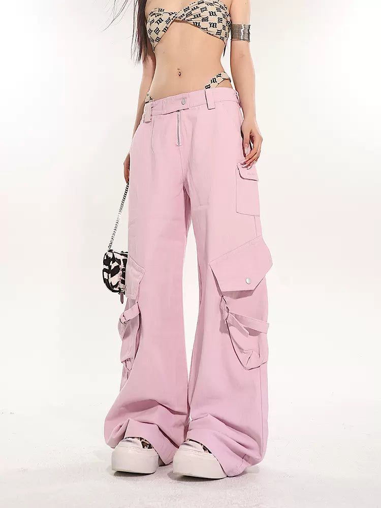 Yaya Multi-Pocket Strap Detail Cargo Pants-korean-fashion-Pants-Yaya's Closet-OH Garments