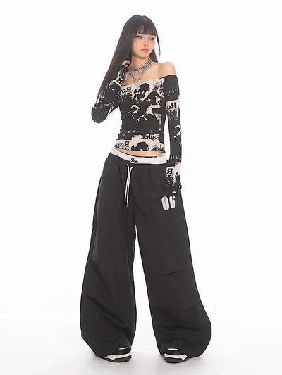 Yaya Number Print Adjustable Track Pants-korean-fashion-Pants-Yaya's Closet-OH Garments