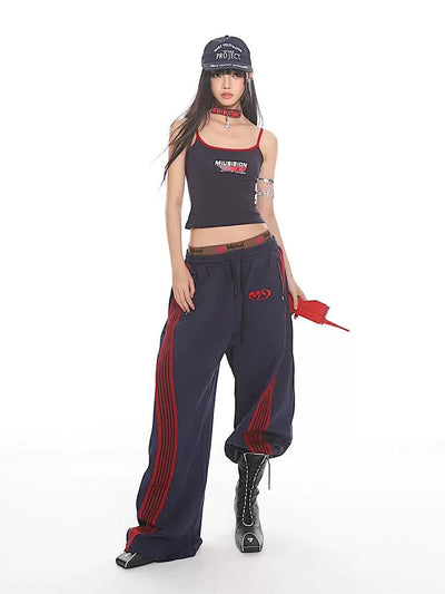 Yaya Spliced Three-Bar Track Pants-korean-fashion-Pants-Yaya's Closet-OH Garments