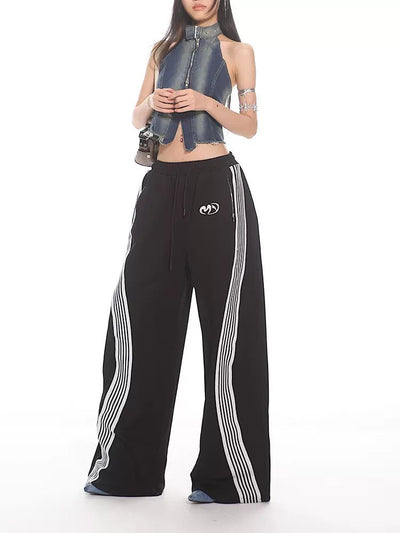Yaya Spliced Three-Bar Track Pants-korean-fashion-Pants-Yaya's Closet-OH Garments