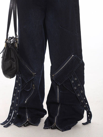 Yaya Strapped Pockets Cargo Jeans-korean-fashion-Jeans-Yaya's Closet-OH Garments