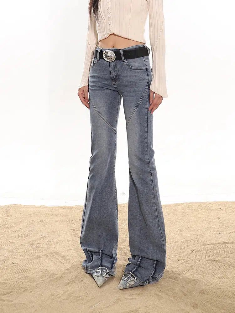 Yaya Washed Seam Detail Flared Jeans-korean-fashion-Jeans-Yaya's Closet-OH Garments