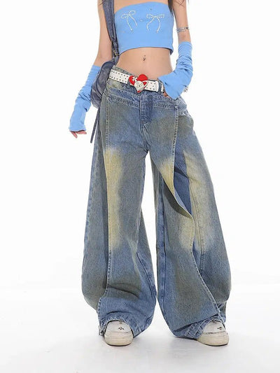 Yaya Yellow Fade Oversized Jeans-korean-fashion-Jeans-Yaya's Closet-OH Garments