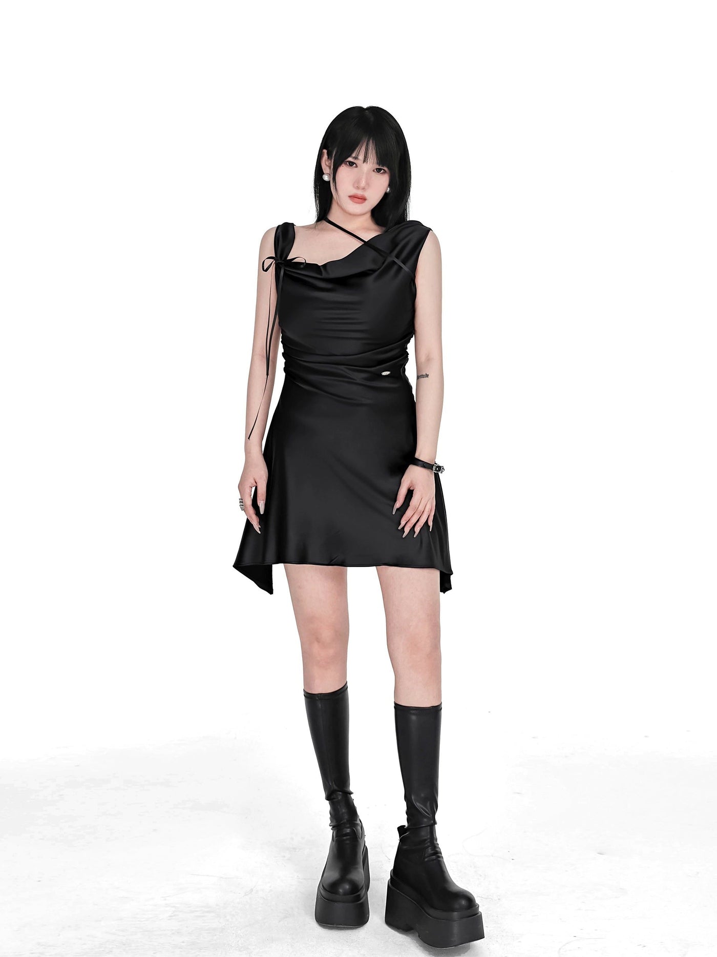 Yu Drapey Minimal Flow Short Dress-korean-fashion-Dress-Yu's Closet-OH Garments