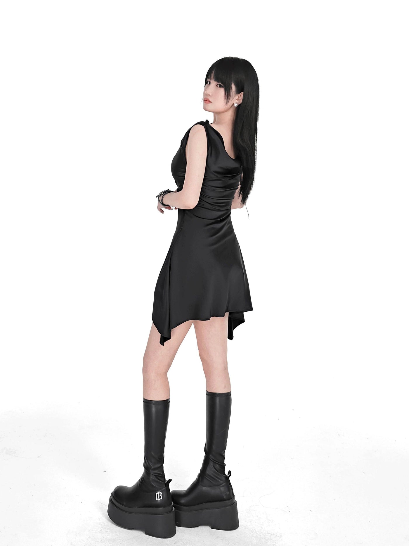 Yu Drapey Minimal Flow Short Dress-korean-fashion-Dress-Yu's Closet-OH Garments