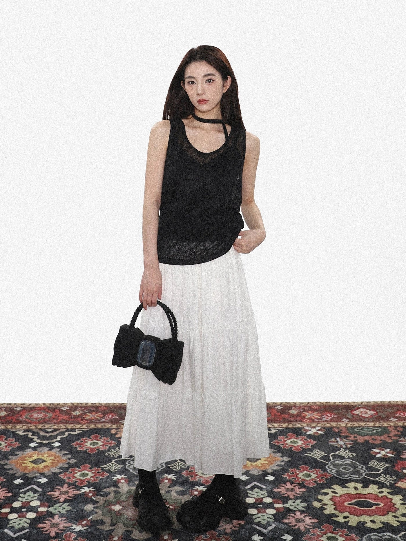 Zen Cinched Seams Long Skirt-korean-fashion-Skirt-Zen's Closet-OH Garments