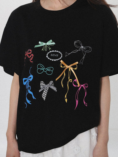 Zen Colored Ribbon Bows T-Shirt-korean-fashion-T-Shirt-Zen's Closet-OH Garments
