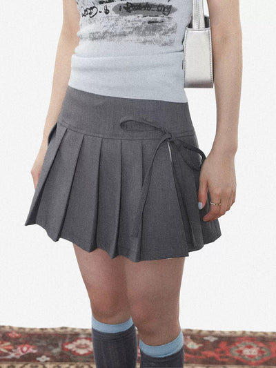 Zen Lace-Up Pleated Skirt-korean-fashion-Skirt-Zen's Closet-OH Garments