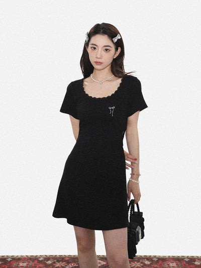 Zen Minimal Lace Outline Dress-korean-fashion-Dress-Zen's Closet-OH Garments