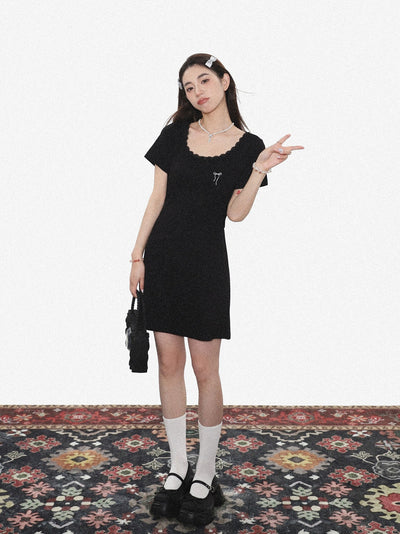 Zen Minimal Lace Outline Dress-korean-fashion-Dress-Zen's Closet-OH Garments