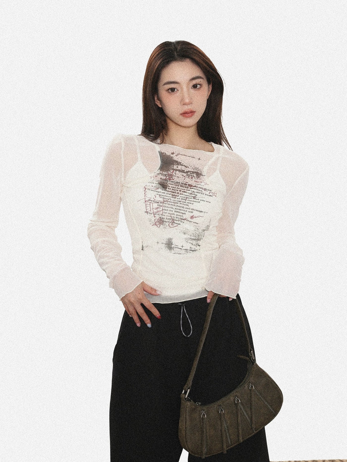 Zen Writings Sheer Layer Blouse-korean-fashion-Blouse-Zen's Closet-OH Garments