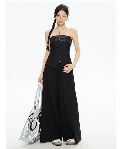Zero Buckled Belt Slim Fit Tube Top-korean-fashion-Tank Top-Zero's Closet-OH Garments