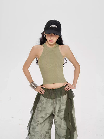 Zero Chic Cropped Knit Tank Top-korean-fashion-Vest-Zero's Closet-OH Garments