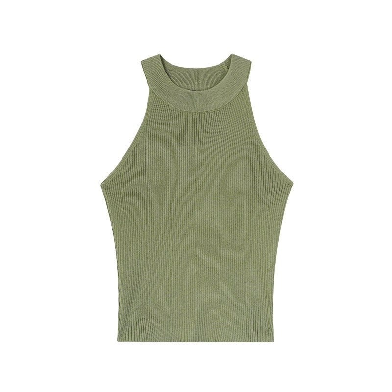 Zero Chic Cropped Knit Tank Top-korean-fashion-Vest-Zero's Closet-OH Garments