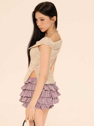 Zero Elastic Checkered Ruffled Shorts-korean-fashion-Shorts-Zero's Closet-OH Garments