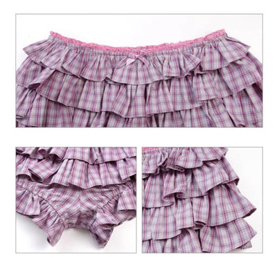 Zero Elastic Checkered Ruffled Shorts-korean-fashion-Shorts-Zero's Closet-OH Garments