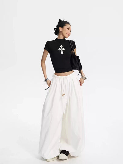 Zero Elastic Waist Drawstring Barrel Pants-korean-fashion-Pants-Zero's Closet-OH Garments