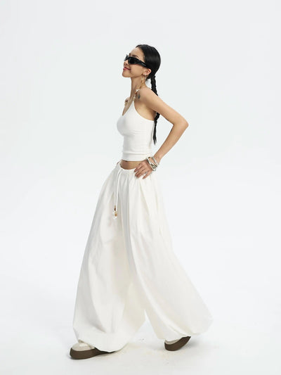 Zero Elastic Waist Drawstring Barrel Pants-korean-fashion-Pants-Zero's Closet-OH Garments
