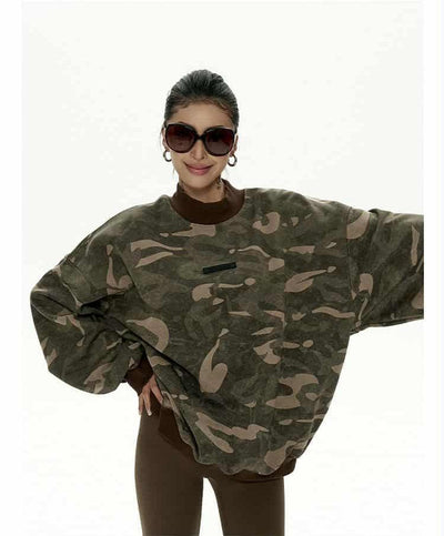 Zero Faded Oversized Camo Crewneck-korean-fashion-Crewneck-Zero's Closet-OH Garments