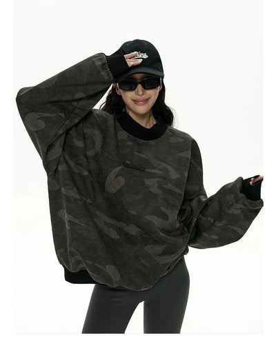 Zero Faded Oversized Camo Crewneck-korean-fashion-Crewneck-Zero's Closet-OH Garments
