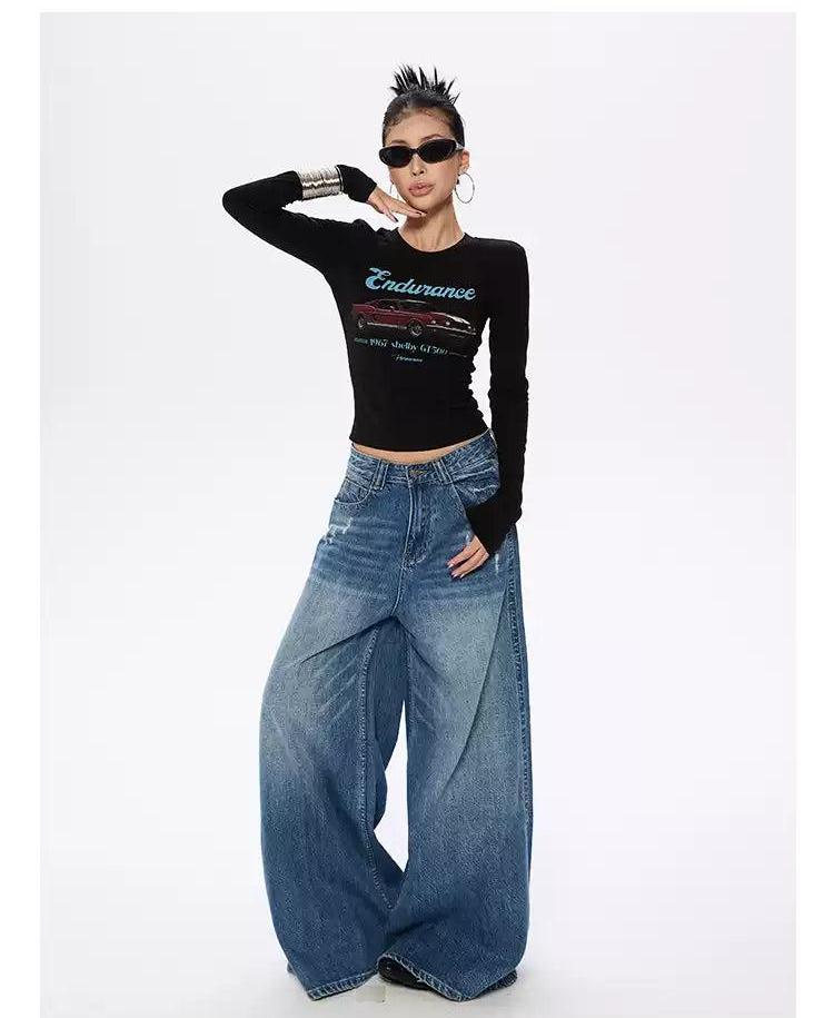 Zero Faded Washed Oversized Jeans-korean-fashion-Jeans-Zero's Closet-OH Garments