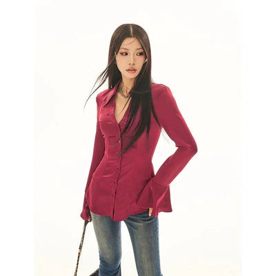 Zero Flare Sleeves Buttoned Shirt-korean-fashion-Shirt-Zero's Closet-OH Garments