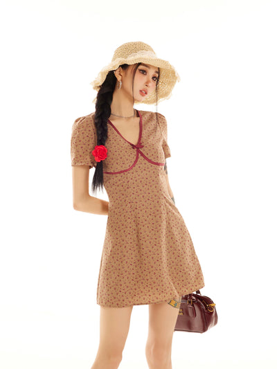 Zero Floral Full-Print Short Dress-korean-fashion-Dress-Zero's Closet-OH Garments
