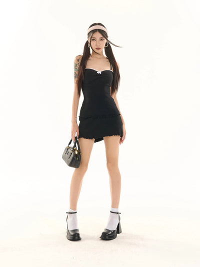 Zero Lace Chest Pad Camisole & Curved Hem Skirt Set-korean-fashion-Clothing Set-Zero's Closet-OH Garments